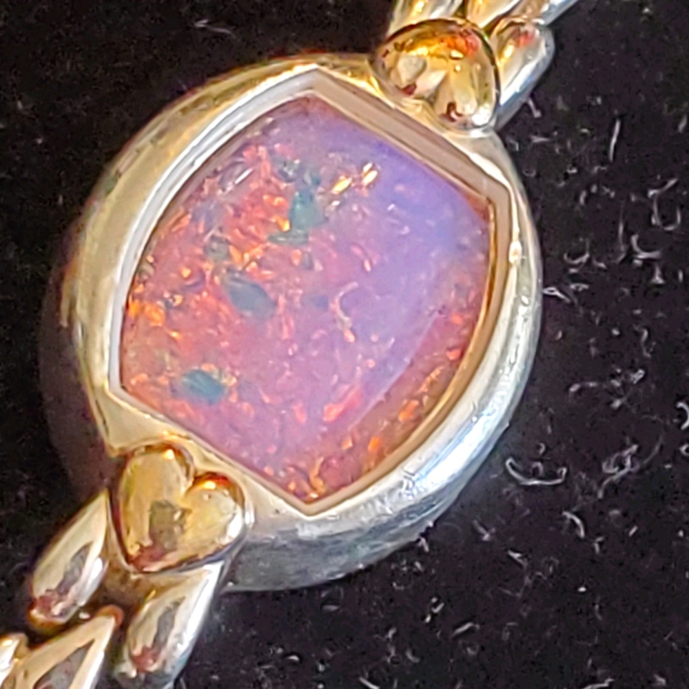 Sterling silver pink opal one of a kind bracelet